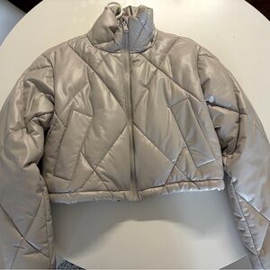 Garage Cropped Quilted Puffer Jacket - Light Taupe